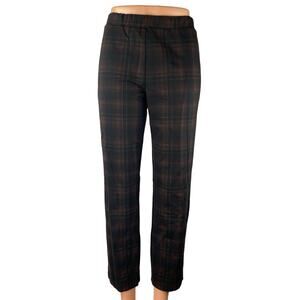 Sanctuary Brown Plaid High Rise Elastic Waist Straight Leg Trousers Pants Size S